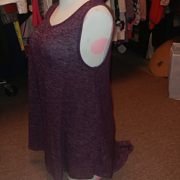 Women's purple heather criss cross back tunic tank Medium - Picture 2 of 7